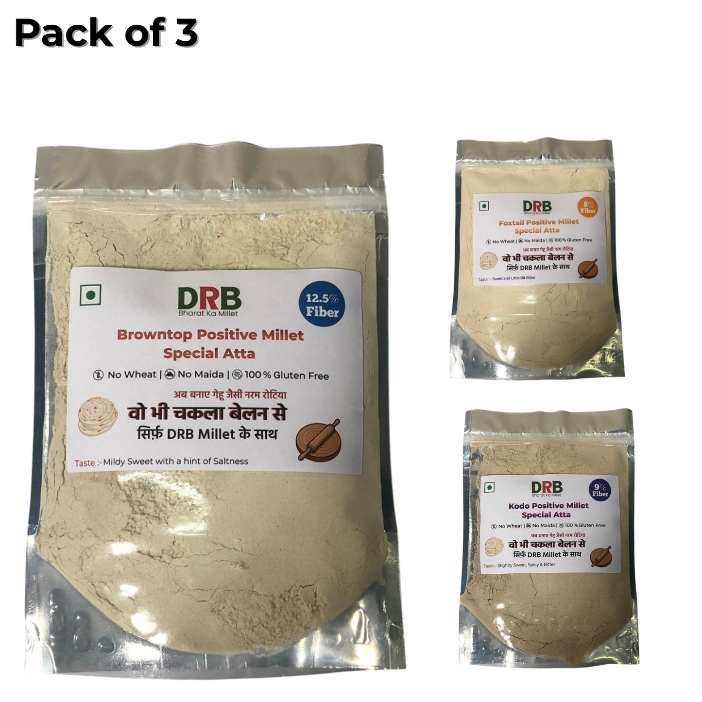 DRB Millet Flour Combo – Foxtail, Kodo & Browntop (Pack of 3)